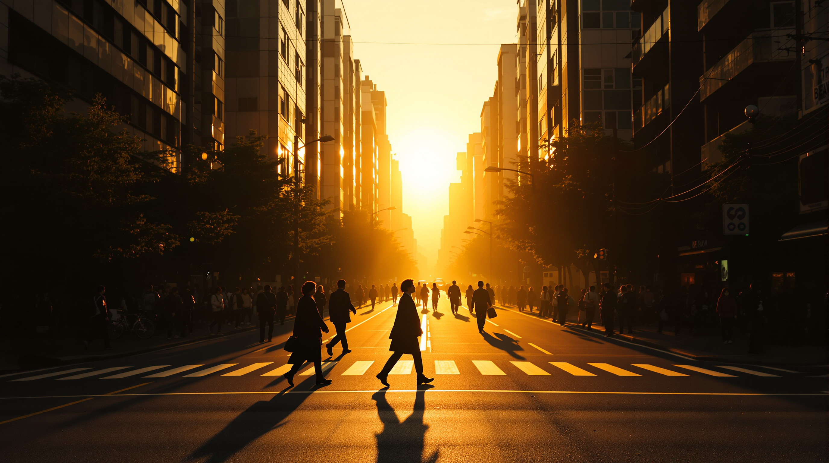 Golden-hour light on a Seoul avenue